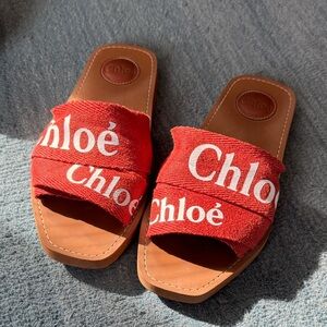 Chloé Red Slide Sandals